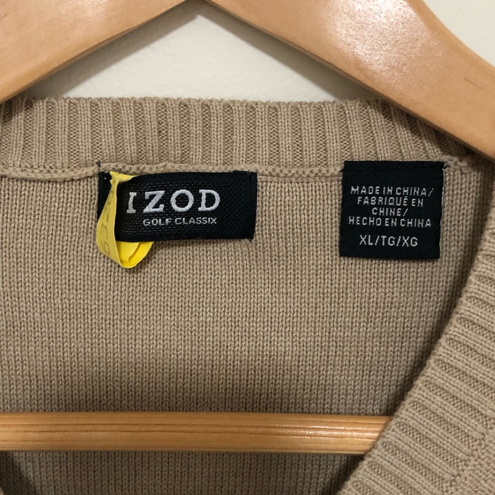 XL Izod sweater vest / golf sweater. Tan color. - Picture 2 of 2